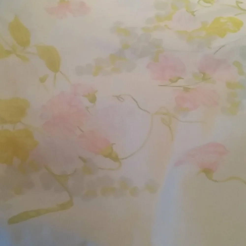 Vintage 1980s ruffled pink yellow pillow sham